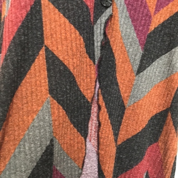 LIBRA chevron print ribbed button front long cardigan Small - Picture 5 of 10